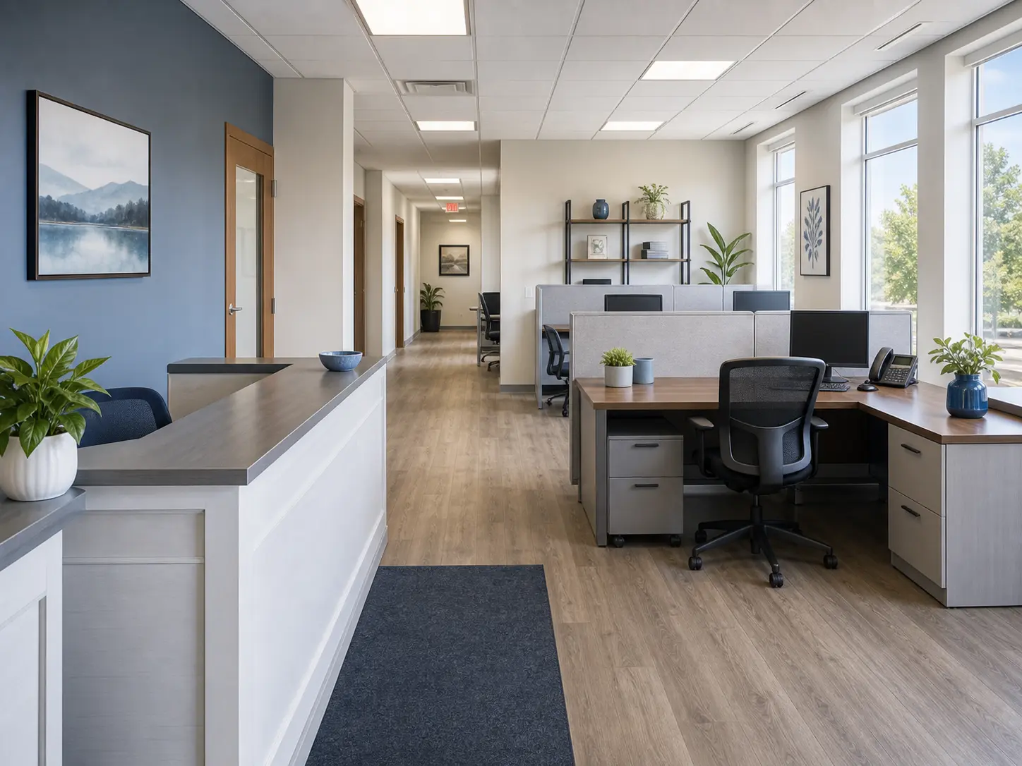 Clean small business office after professional commercial cleaning